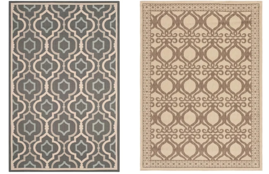 gray and tan area rugs