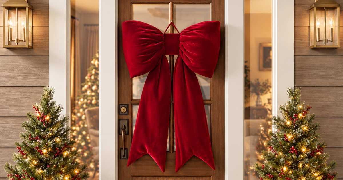 These Giant Velvet Bows Are Just What Your Front Door Needs for Christmas