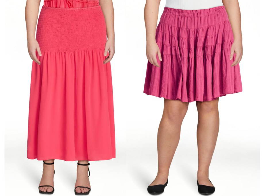 women wearing pink skirts 