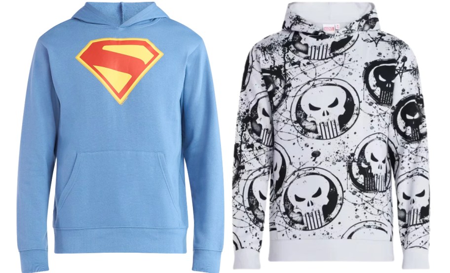 mens superman and the punisher hoodies