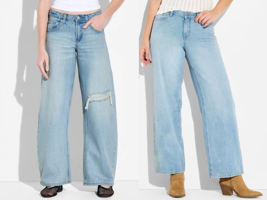 women wearing blue jeans 