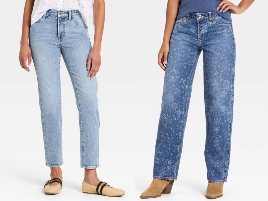 women wearing blue jeans 