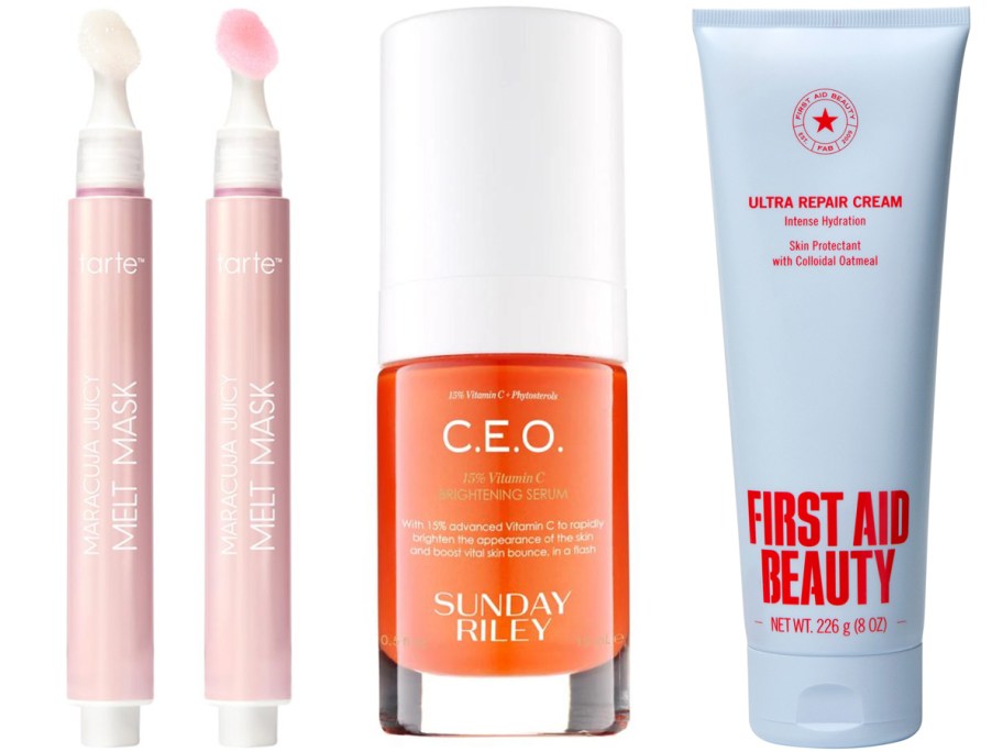 lip masks, brightening serum, and cream 
