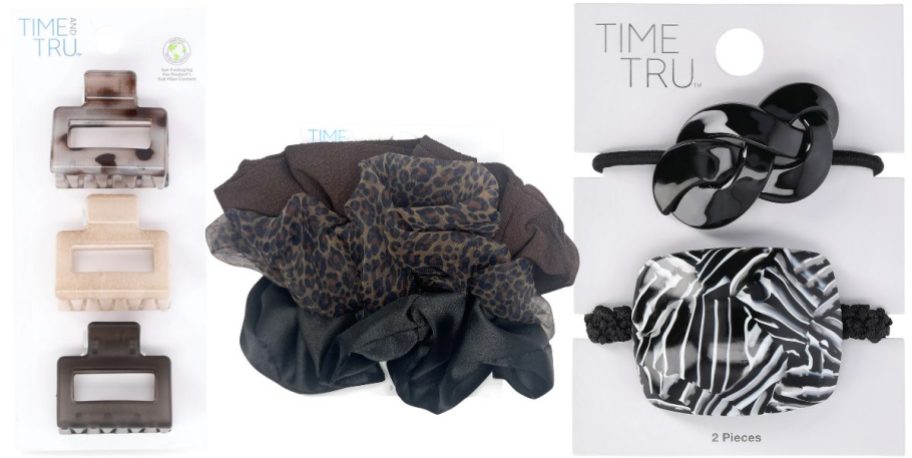 hair accessories including clow clips, scrunchies, and hair cuffs