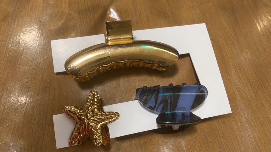 a 3 piece hair clip set on a table top