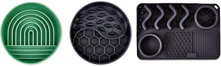 green and black slow feeder dog bowls 
