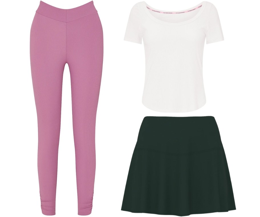 VS leggings, tee and skort