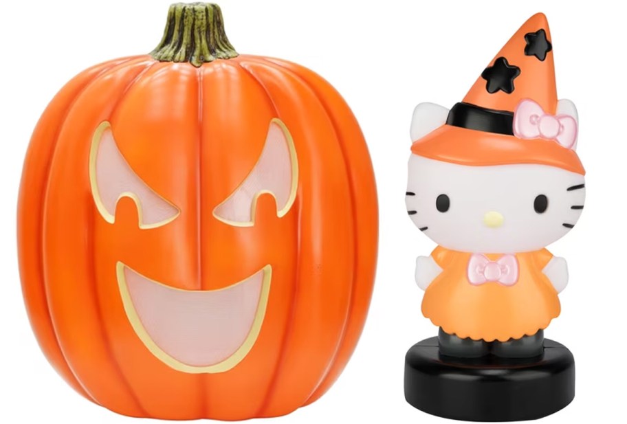 pumpkin blow mold and hello kitty 