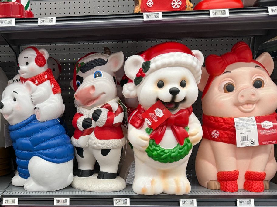bear, cow, bear, and pig blow molds