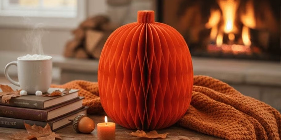 orange honeycomb paper pumpkin 