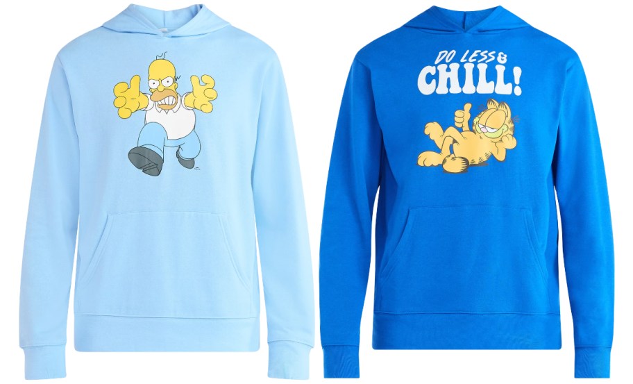 Homer simpson and garfield mens hoodies