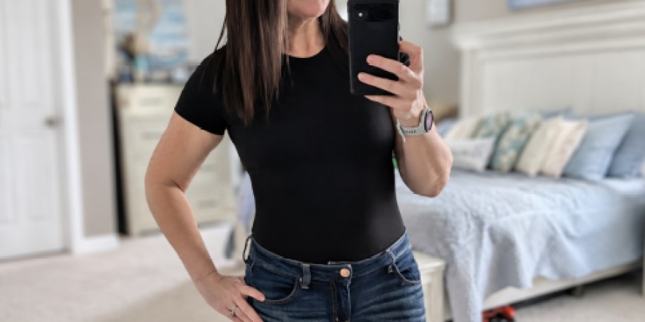 Women’s Short Sleeve Bodysuits from $4.49 on Amazon