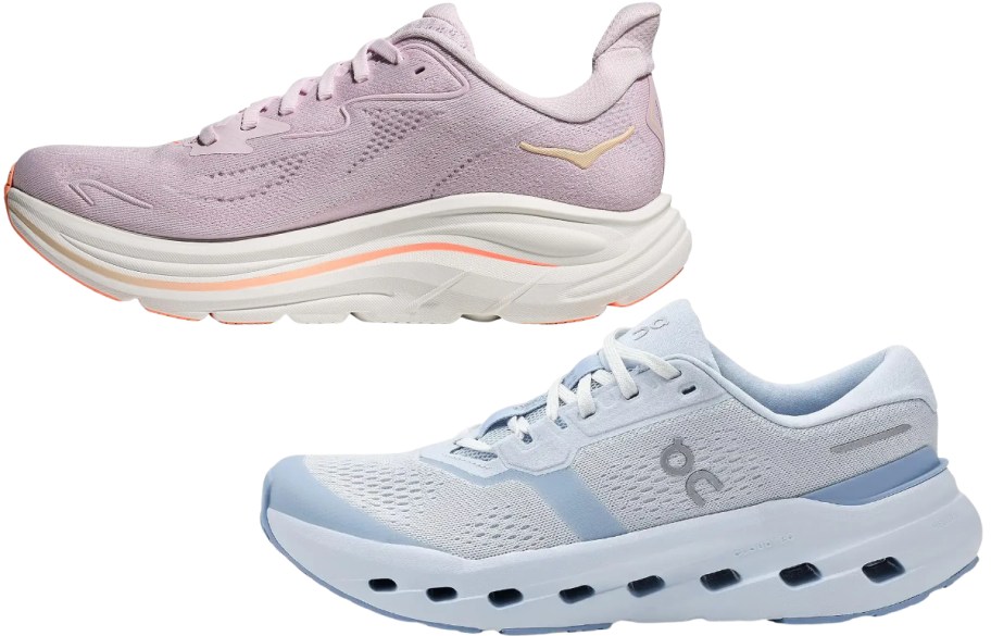 two womens running shoes