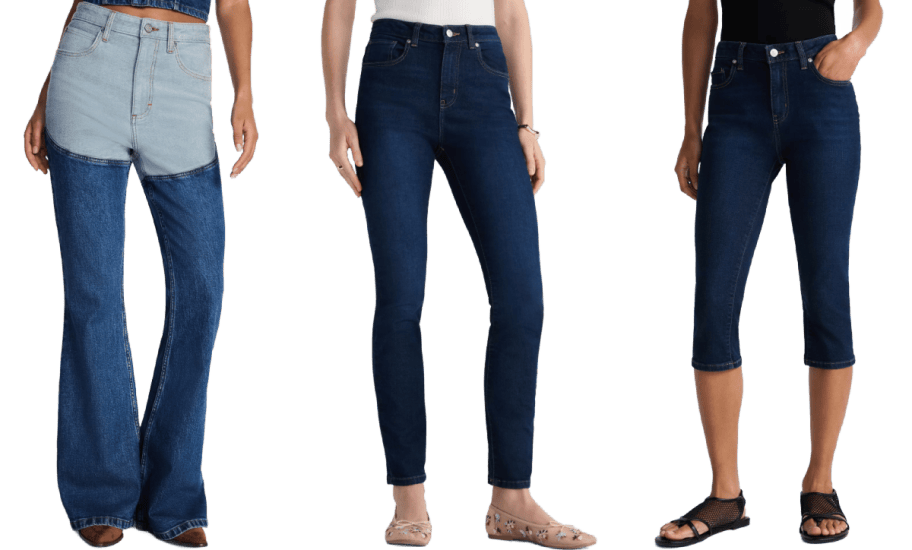 3 women wearing jeans