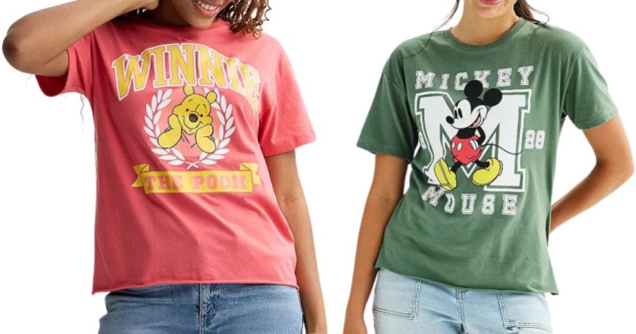 womens graphic winnie the pooh and mickey tees