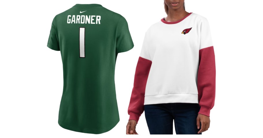 football tee and sweatshirt