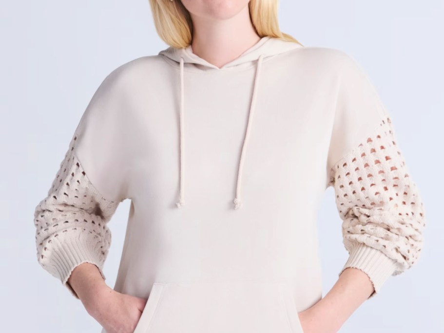 Women’s Fleece Hoodie w/ Crochet Sleeves from $6.79 on Walmart.com