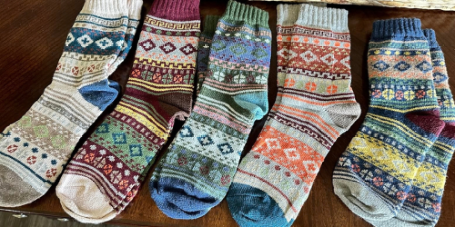 Women’s Wool-Blend Socks 5-Pack from $5.99 on Amazon