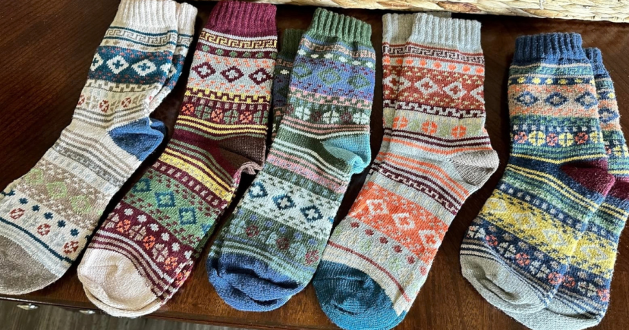 Women’s Wool-Blend Socks 5-Pack from $5.99 on Amazon