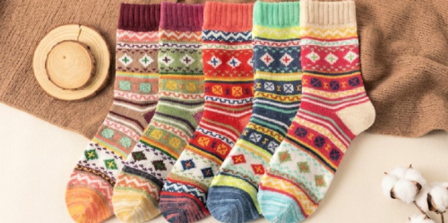 Women’s Wool-Blend Socks 5-Pack from $4.99 on Amazon