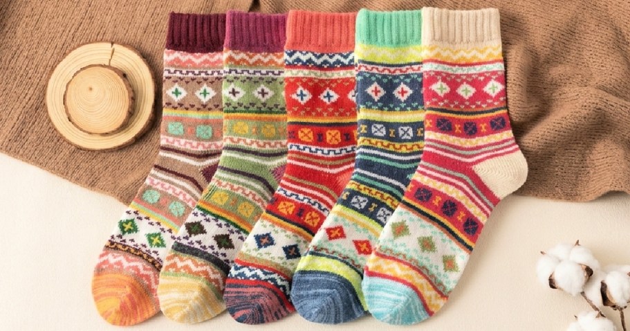 Women’s Wool-Blend Socks 5-Pack from $4.99 on Amazon