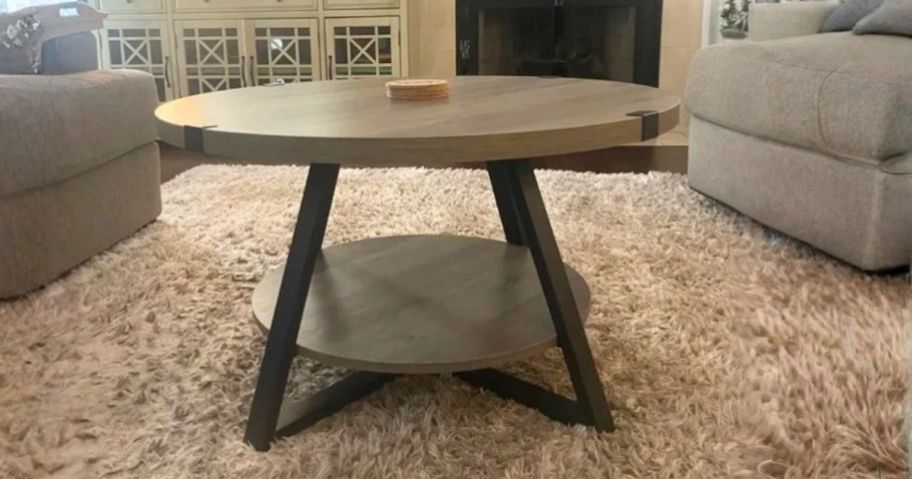 17 Stories Jahaira Round Coffee Table in living room