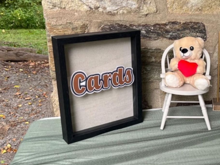 8x10" Shadow Box Frame being used as a card box on table