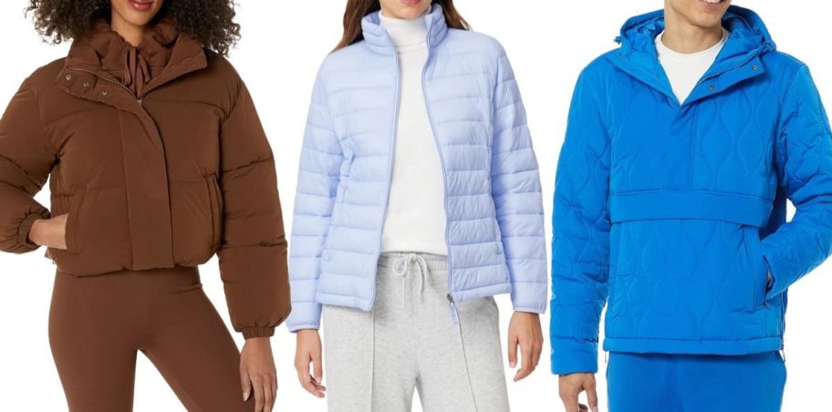 Three different Amazon essentials jackets