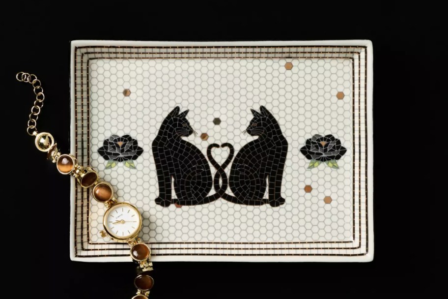 black cat bistro tile tray