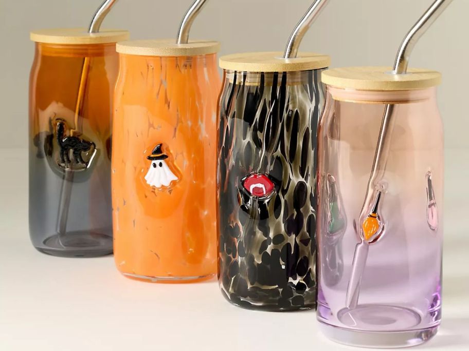 Anthropologie Halloween Icon Juice Glass Tumbler w/ Lid
