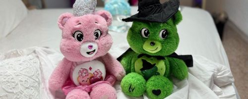 Care Bears X Wicked 2-Pack on bed