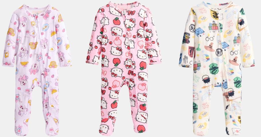 three Character Baby Sleep & Play Footed Pajamas