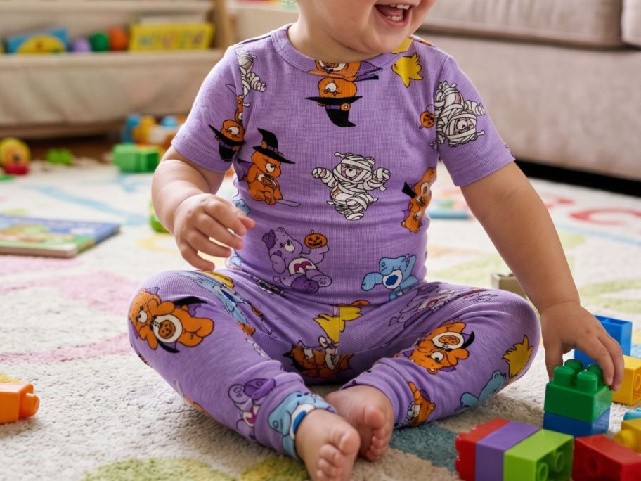 kid wearing care bears Character Toddler Halloween Top & Pants Pajama Set