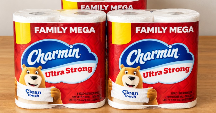 red packs of Charmin Ultra Strong Toilet Paper