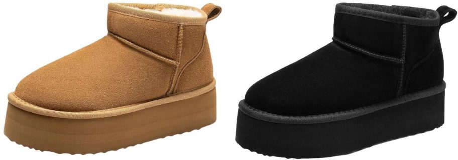 two DREAM PAIRS Women's Platform Anti-Slip Mini Boots