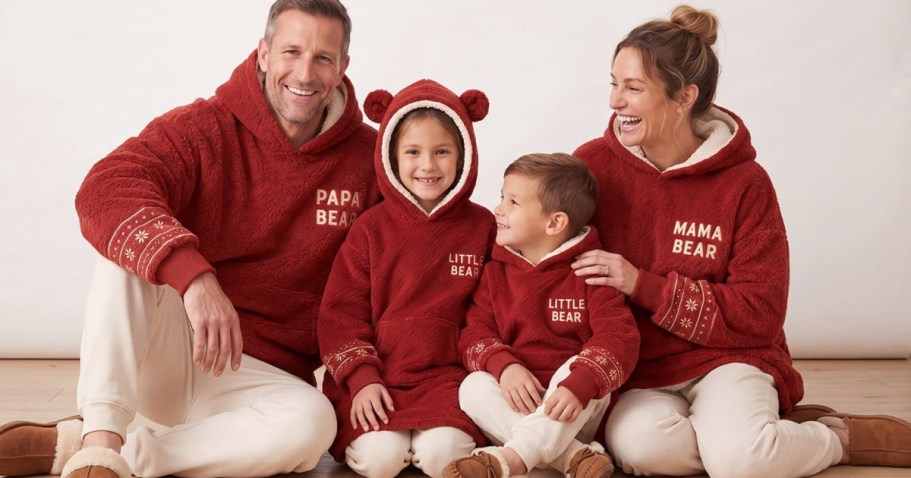 Dearfoams Family Matching Bear Fleece Hoodies