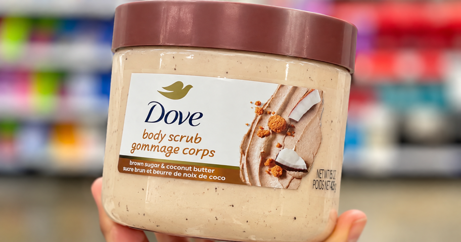 dove body scrub held in store