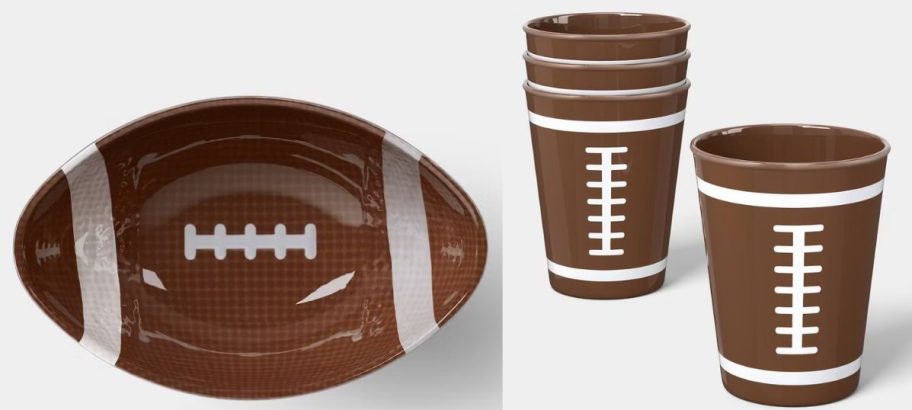 Foot ball bowl and cups
