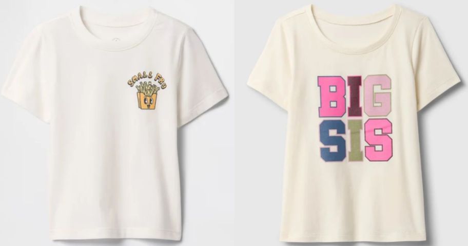 Stock images of todler boy and girl's tees from Gap Factory
