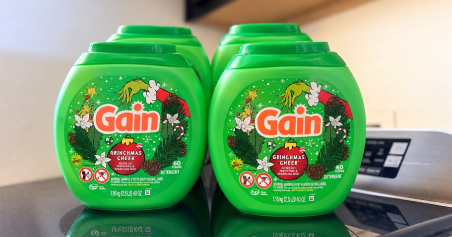 Gain Grinchmas Cheer Laundry Pods 60-Ct Only $9 Each (Reg. $16) When You Buy 4!