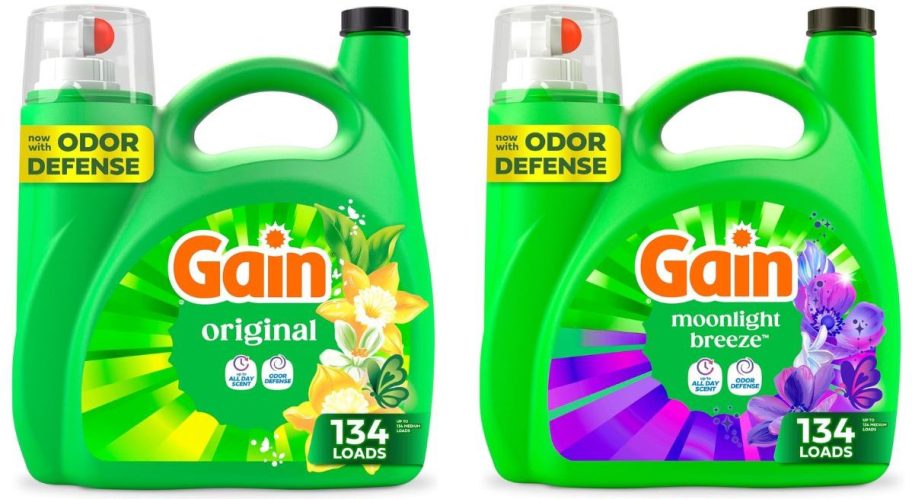 stock image of two Gain detergent