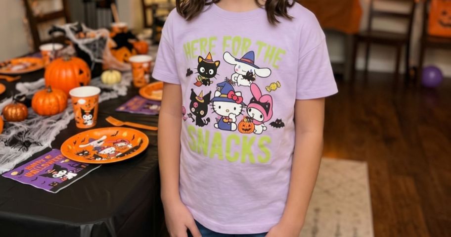 kid wearing Girls' Graphic Tee at Halloween party