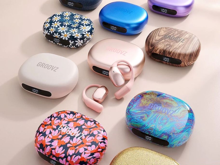 Groovz Ultra Open Ear True Wireless Headphones on display
