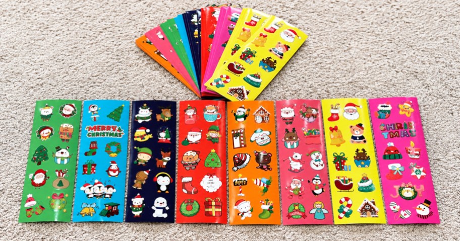colorful sheets of christmas stickers