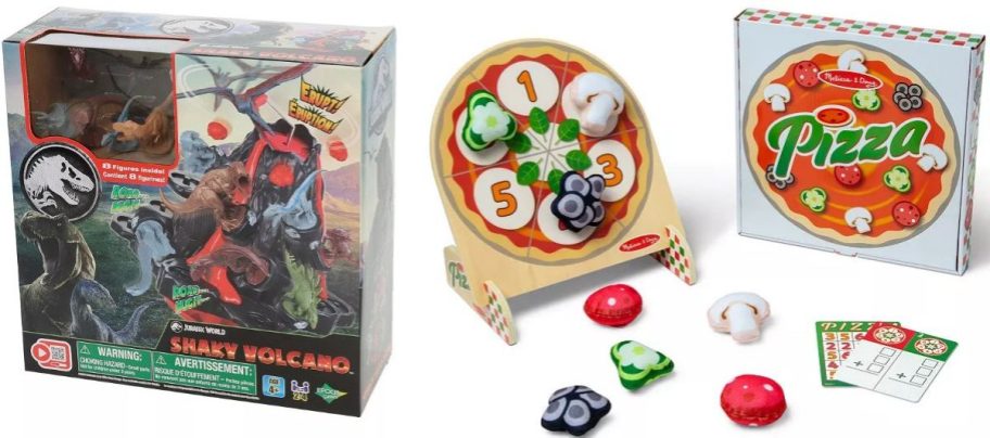 Stock images of Jurassic World Game and Melissa & Doug Pizza Toss Game