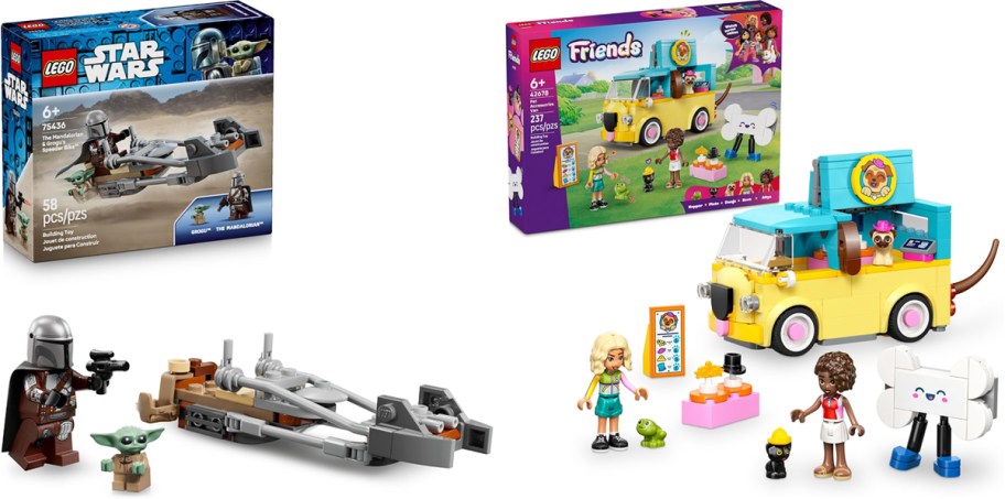 star wars and lego friends sets with their boxes