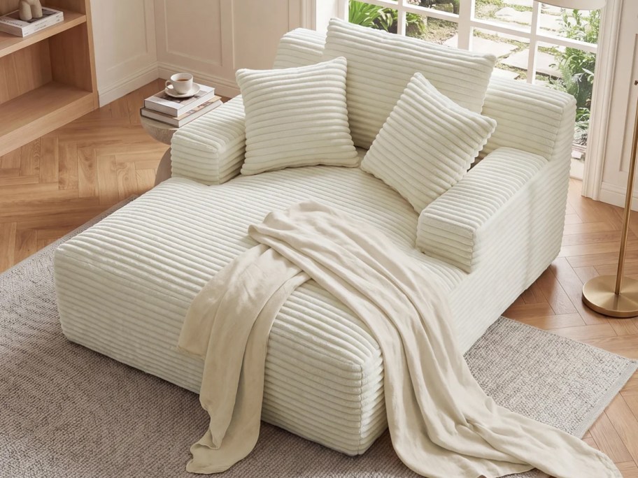 Latitude Run Corduroy Indoor Chaise Lounge Chair Upholstered Modern Glauser Oversized Compression Sleeper Boneless Sofa In A Box