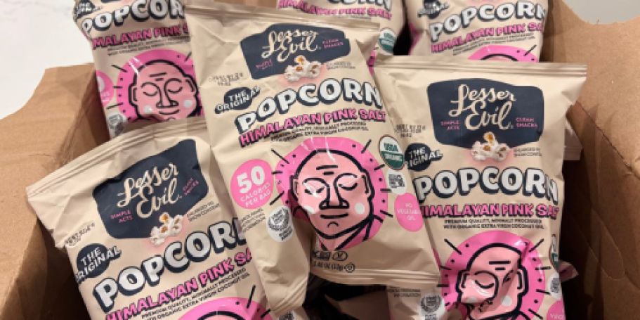LesserEvil Popcorn 24-Pack Only $8.38 on Amazon (35¢ Per Bag!)