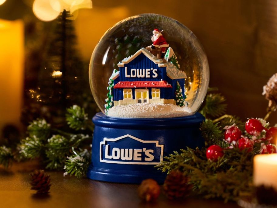 Lowe's Christmas Snow Globe on display