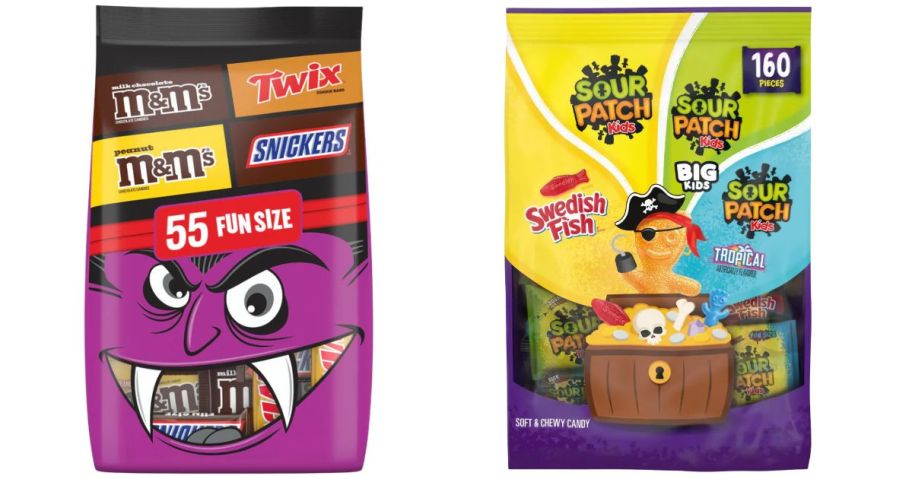 M&M's Milk Chocolate M&M's Peanut, Snickers, & Twix Fun Size 55-Piece and Sour Patch Kids & Swedish Fish Mini Halloween Candy 160-Count